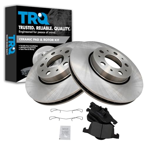 TRQ Front Brake Pad & Rotor Kit Brake Pads Brake Rotor Ceramic Compatible with 2001-2009 Volvo S60 1999-2006 S80 2001-2007 V70 2003-2007 XC70