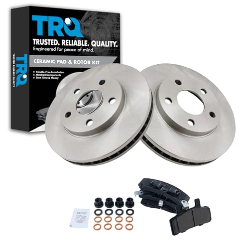 TRQ Front Brake Pad & Rotor Kit Brake Pads Brake Rotor Ceramic Compatible with 1990-1993 Cadillac DeVille 1990-1992 Fleetwood
