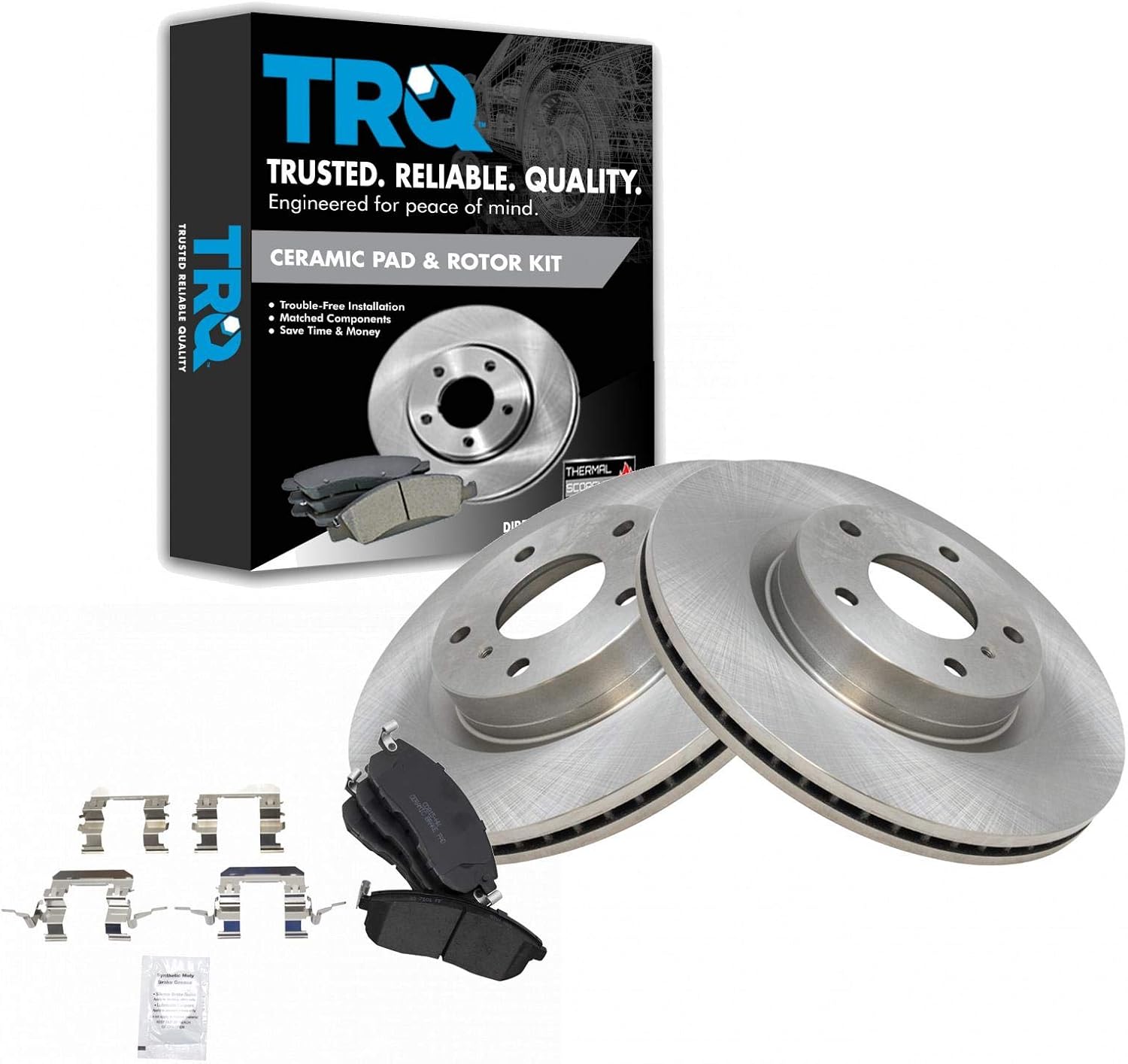TRQ Front Brake Pad & Rotor Kit Brake Pads Brake Rotor Ceramic Compatible with 2003-2004 INFINITI G35 2003-2005 Nissan 350Z