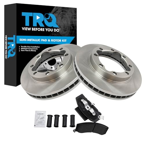 TRQ Front Brake Pad & Rotor Kit Brake Pads Brake Rotor Semi-Metallic Compatible with 1990-2000 Chevrolet K3500 1994-1999 Dodge Ram 2500 Ram 3500 GMC