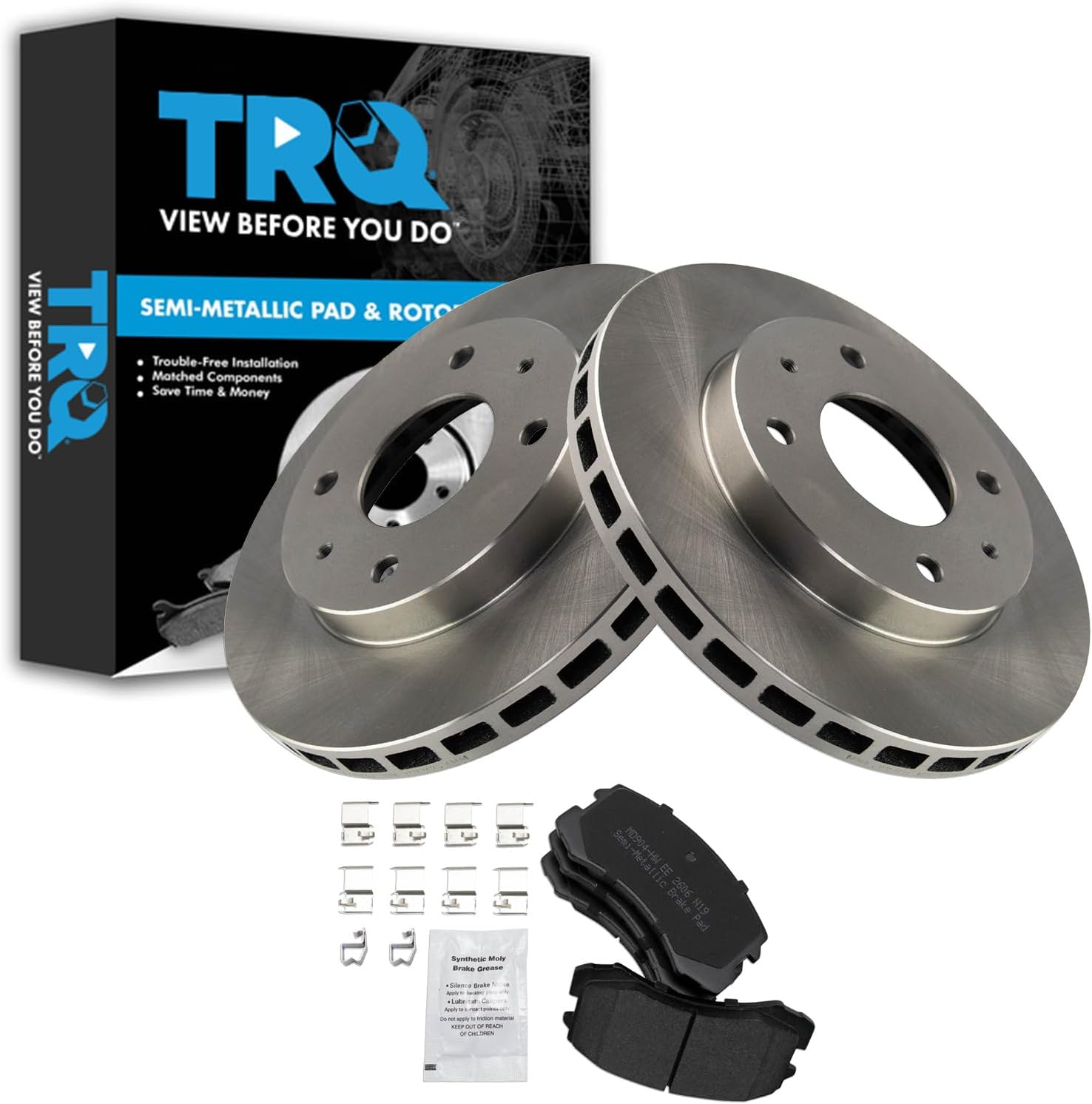TRQ Front Brake Pad & Rotor Kit (2002-2007 Lancer)