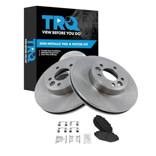 TRQ Front Brake Pad & Rotor Kit Brake Pads Brake Rotor Semi-Metallic Compatible with 1998-2002 Ford Crown Victoria Lincoln Town Car Mercury Grand Marquis