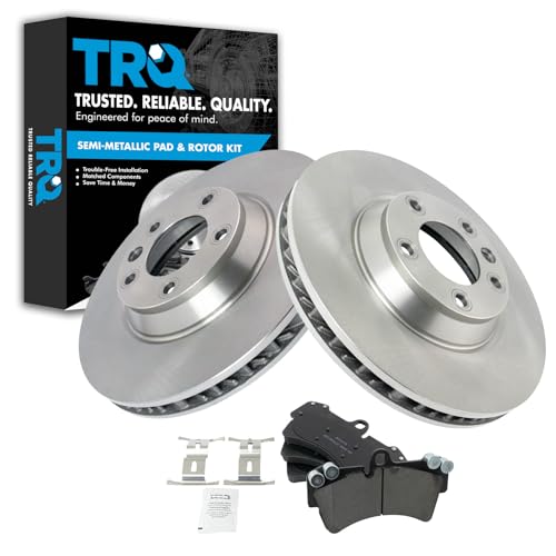 TRQ Front Brake Pad & Rotor Kit Brake Pads Brake Rotor Semi-Metallic Compatible with 2007-2015 Audi Q7 2003-2010 Porsche Cayenne 2004-2008 Volkswagen Touareg