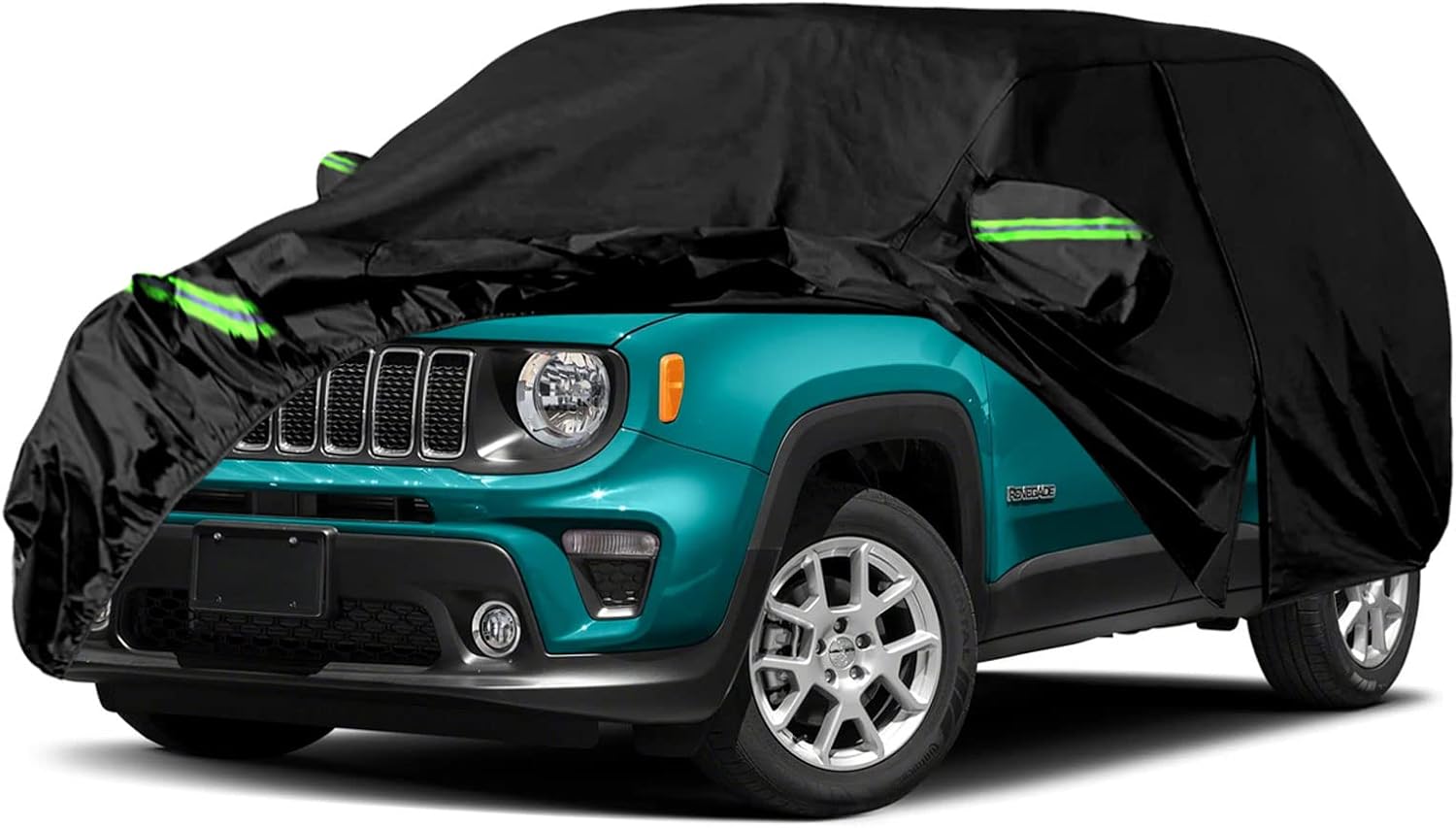 Waterproof Car Covers Replace for 2015-2025 Jeep Renegade, 6 Layers All Weather Custom-fit Car Cover with Zipper Door & Windproof Bands for Snow Rain Dust Hail Protection (Renegade)