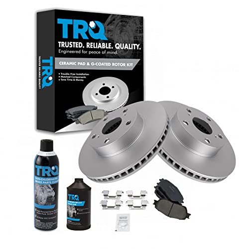 TRQ Front Brake Pad & Rotor Kit Brake Chemical Kit Brake Pads Brake Rotor Ceramic Premium G-Coated Compatible with 2005-2015 Toyota Tacoma