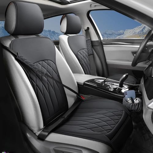 BEITK 2 Pack Leather Front Car Seat Covers (Black)