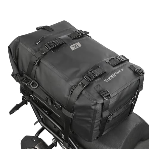 Rhinowalk Motorcycle Tail Bag Motorbike Side Bag 30L Full Waterproof Motor Saddle Pannier Bag Rear Rack Trunk Professional Motor Accessories-Black