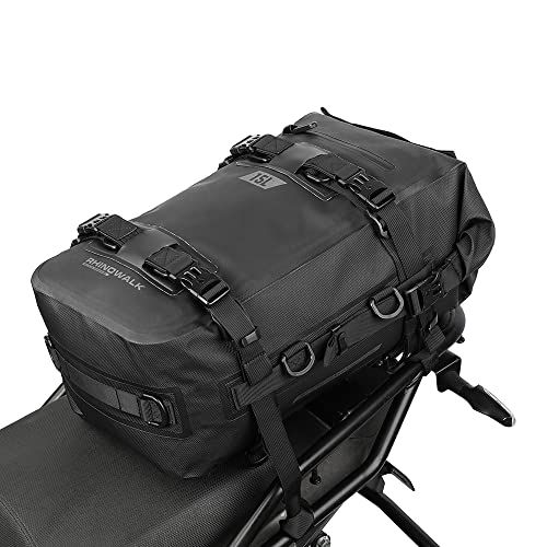 Rhinowalk Motorcycle Tail Bag Motorbike Side Bag 15L Full Waterproof Motor Saddle Pannier Bag Rear Rack Trunk Professional Motor Accessories-Black