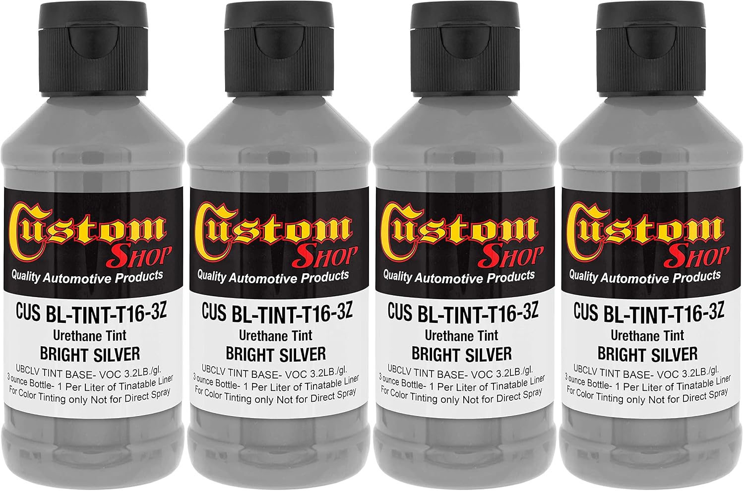Custom Coat 3 Ounce (Bright Silver Color) Urethane Tint Concentrate for Tinting Truck Bed Liner Coatings (Pack of 4) - Proportioned for Use in Most Tintable Bedliner and Epoxy Resins