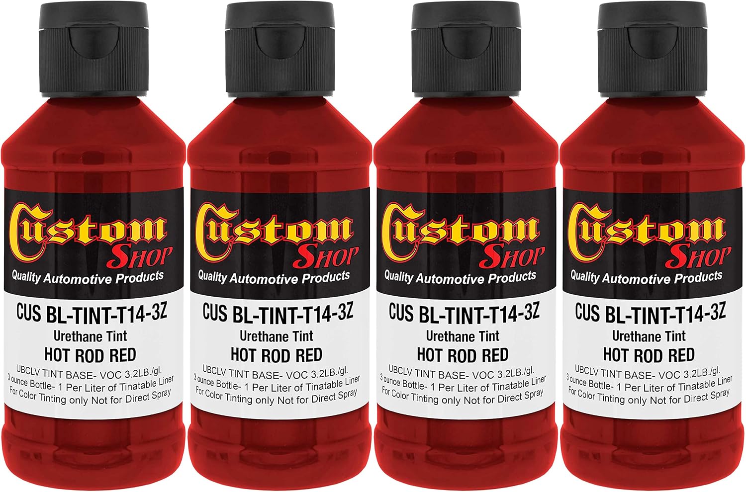Custom Coat 3 Ounce (Hot Rod Red Color) Urethane Tint Concentrate for Tinting Truck Bed Liner Coatings (Pack of 4) - Proportioned for Use in Most Tintable Bedliner and Epoxy Resins
