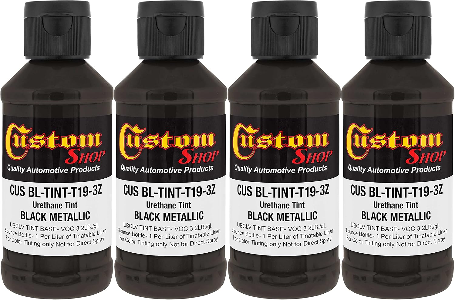 Custom Coat 3 Ounce (Black Metallic Color) Urethane Tint Concentrate for Tinting Truck Bed Liner Coatings (Pack of 4) - Proportioned for Use in Most Tintable Bedliner and Epoxy Resins