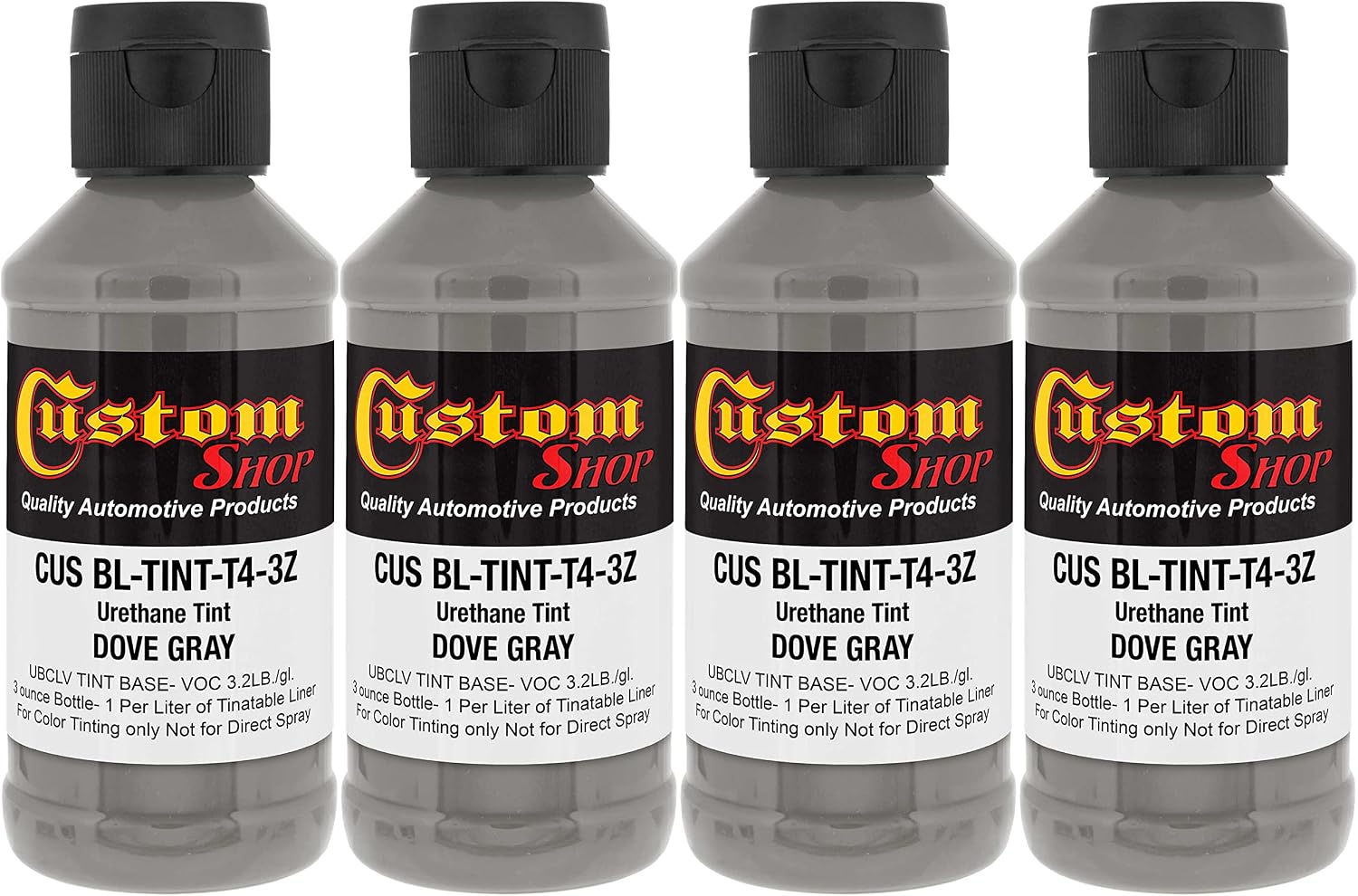 Custom Coat 3 Ounce (Dove Gray Color) Urethane Tint Concentrate for Tinting Truck Bed Liner Coatings (Pack of 4) - Proportioned for Use in Most Tintable Bedliner and Epoxy Resins
