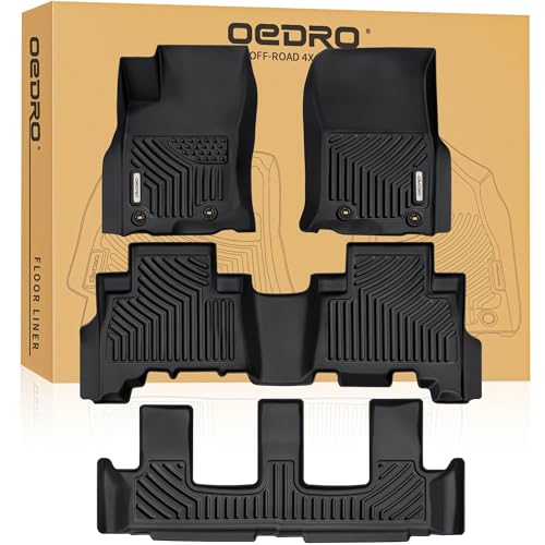 OEDRO Floor Mats for 2024-2013 Toyota 4Runner 7 Seater, Custom Fit TPE All-Weather 4Runner Car Mats Includes 1st, 2nd Row & 3rd Row Floor Liners, Black
