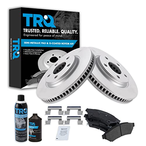 TRQ Front Metallic Brake Pad & Coated Rotor Kit w/Fluids for LaCrosse Grand Prix