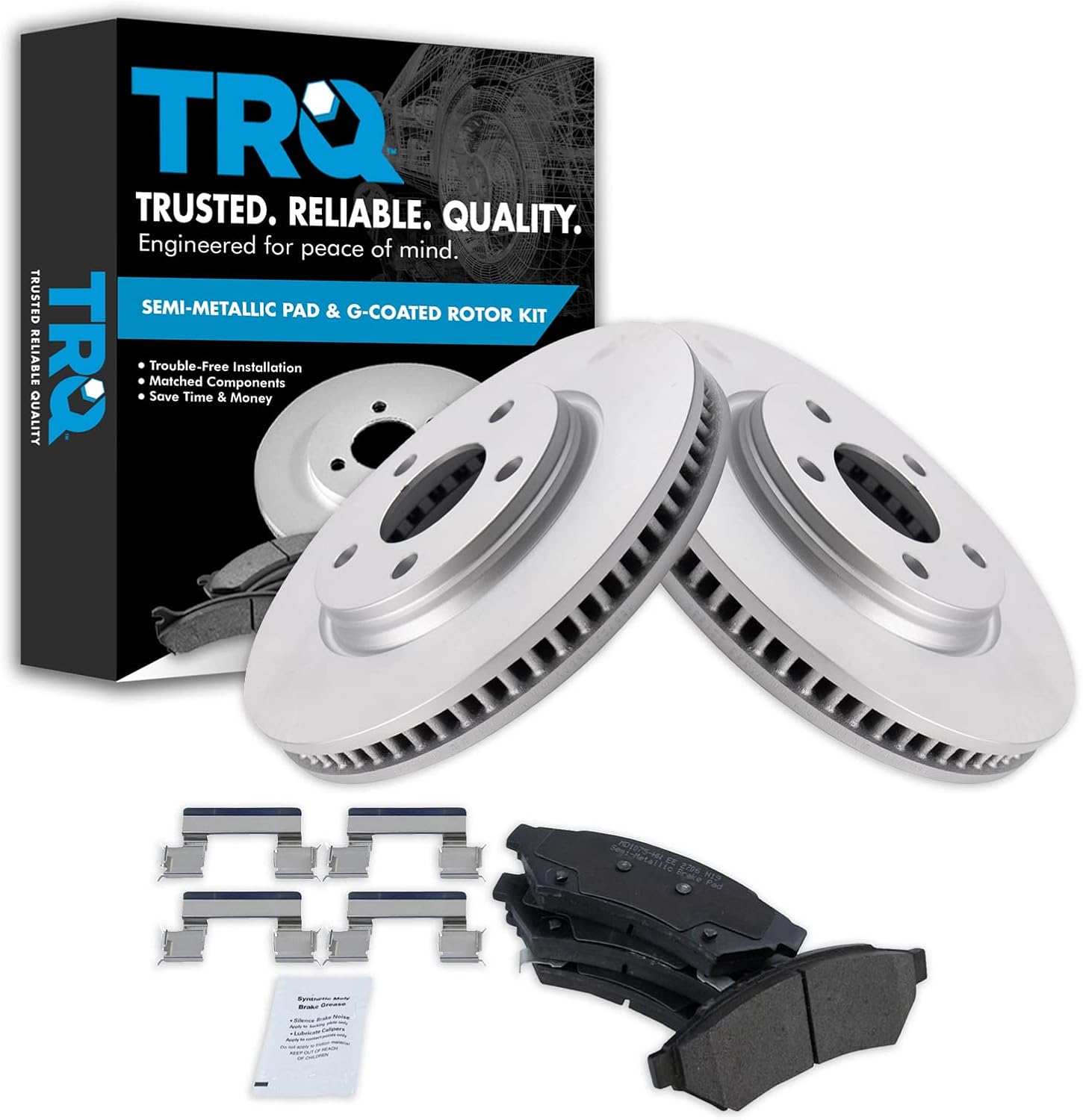 TRQ Front Brake Pad & Rotor Kit Semi-Metallic