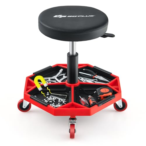 Goplus Rolling Garage Stool