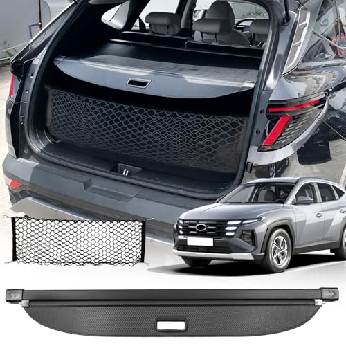 Cargo Cover for Hyundai Tucson 2026 2025 Accessories 2024-2022(Carbon Fiber Texture),Retractable Trunk Cover Organizer Security Shielding Shade Tonneau Cover for Hyundai Tucson Accessories