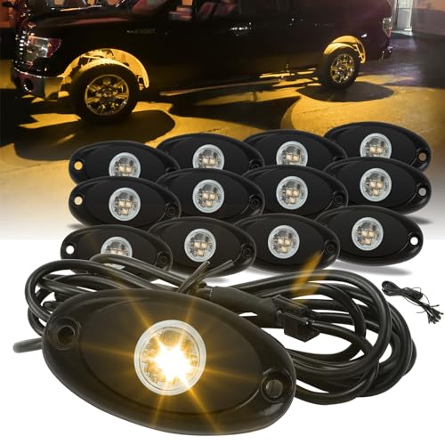 SUNPIE 12 Pods Quick Connect Amber Rock Lights