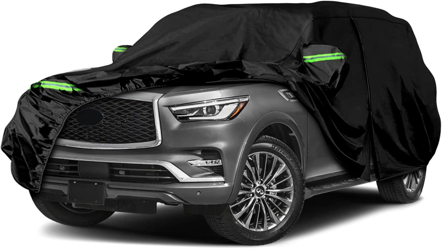 Waterproof Car Cover Replace for 2004-2025 Infiniti QX80/ Nissan Armada, 6 Layers All Weather Car Covers with Zipper Door & Windproof Bands for Snow Rain Dust Hail Protection (QX80)
