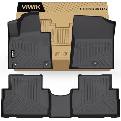 VIWIK Floor Mats for Hyundai Santa FE Fuel 2023-2021, Anti Slip 3D Floor Liners, TPE Waterproof Car Mats, Custom Fit All Weather Protection for Santa FE Gasonline SUV Accessories, Front & Rear
