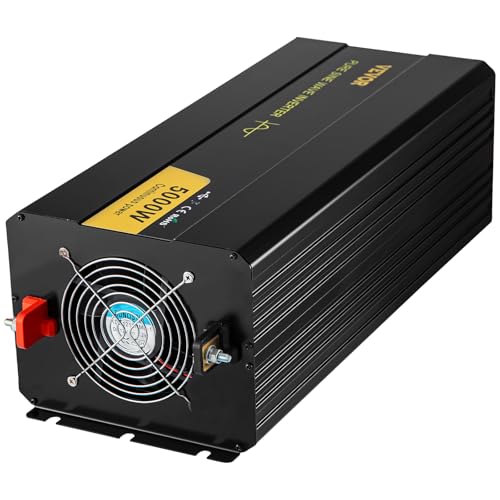 VEVOR Pure Sine Wave Inverter, 5000 Watt, Power Inverter, DC 12V to AC 120V Car Inverter, with LCD Display, USB Port and Remote Controller, Power Converter for Car RV Truck Solar System Travel Camping
