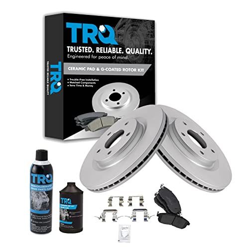 TRQ Front Brake Pad & Rotor Kit Brake Chemical Kit Brake Pads Brake Rotor Ceramic Premium G-Coated Compatible with 2011-2017 Nissan Juke 2017-2019 Sentra