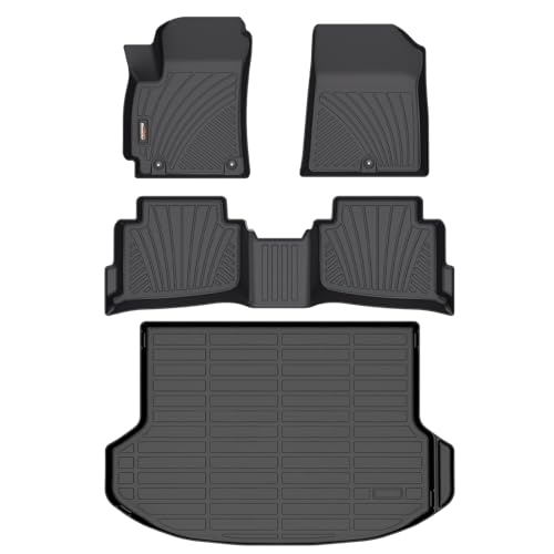 Binmotor-Custom Fit Floor Mats & Cargo Liner for Kia Seltos 2026 2025 2024, All Weather Car Floor Mat for Kia Seltos Accessories, TPE Rubber Liners Cargo Trunk Mat Trunk Liner-Black