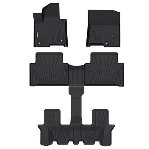 Binmotor-All Weather Floor Mats for Kia Sorento 2026 2025 2024 2023 2022 2021(Only Gas), 1st & 2nd & 3rd Row Full Set, Heavy Duty TPE Car Floor Liners-Black for Sorento Accessories