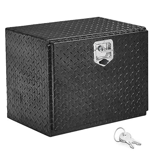 TUFFIOM 24" Aluminum Truck Bed Tool Box, Heavy Duty Diamond Plate Trailer Tool Box with Lock Keys, Tool Storage Organizer Chest for Pick up,Truck Bed,ATV,RV Trailer