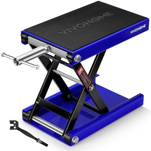 VIVOHOME Motorcycle Lift Scissor Jack Steel Wide Deck Hoist Crank Center Stand 1100 LBS Capacity for Motorcycles, ATVs, Dirt Bikes Blue
