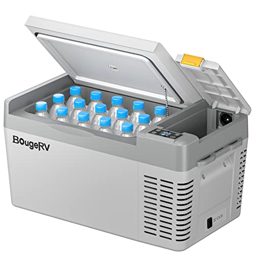 BougeRV 12 Volt Refrigerator, CRPRO 21 Quart 12V Car Fridge, Portable Freezer (-8F~50F), Compressor Electric Cooler with 12V/24 DC, 110-240 AC for Outdoor Camping Overlanding Truck RV SUV Van (White)