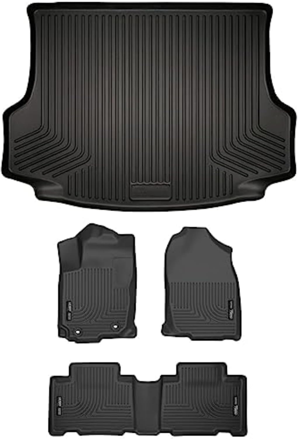 Husky Liners Weatherbeater Floor Mats | Fits 2013 - 2018 Toyota RAV4 (Excludes Hybrid) (Drivers side liner attaches to factory twist-lock retainer.) | Front & 2nd Row + Cargo, 4-pc. Black
