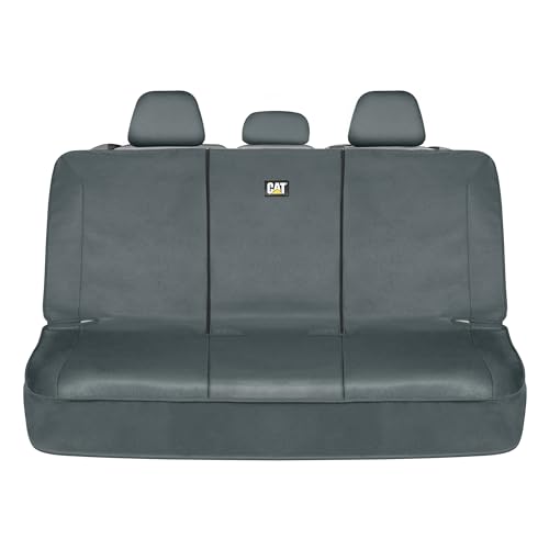 CAT FlexfitTM Gray Rear Seat Cover for Car, SUV, & Truck - Durable Canvas Material Back Car Seat Covers 60/40 Split Bench Protector - Back Seat Cover & Back Seat Protector Interior Accessories