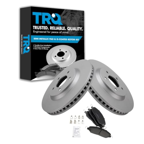 TRQ Front Brake Pad & Rotor Kit Brake Pads Brake Rotor Semi-Metallic Premium G-Coated Compatible with 2005-2014 Ford Mustang