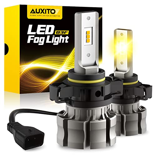 AUXITO 5202 LED Fog Light Bulbs, 3000K Amber Yellow 6000 Lumen Plug And Play, 300% Brighter, 5201 PS19W 12085 PS24W Daytime Running Lights Turn Signal Lights Replacement (Pack of 2)