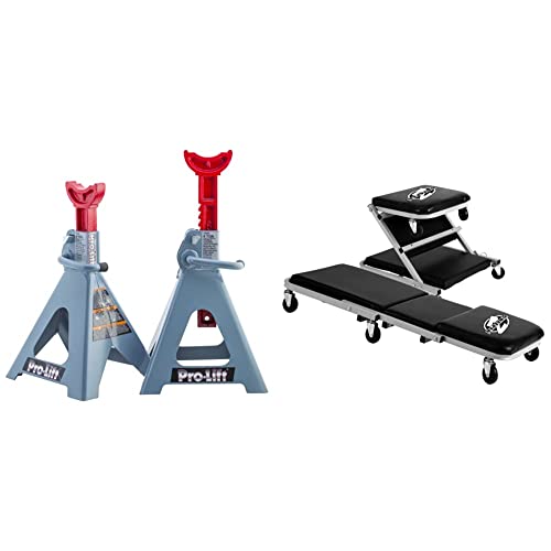 Pro-LifT 6 Ton Double Locking Jack Stands Pair + Pro-Lift Z-Creeper Seat