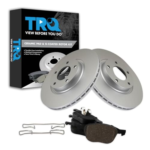 TRQ Front Brake Pad & Rotor Kit Ceramic Premium G-Coated Compatible with 2004-2013 Mazda 3 2006-2015 5