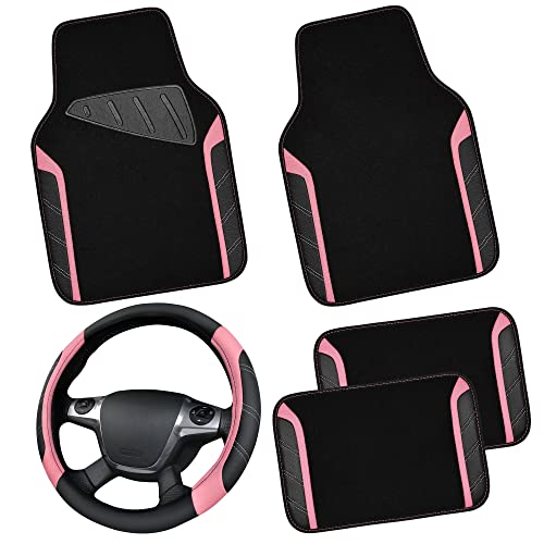 CAR PASS Microfiber Steering Wheel & Mats Combo