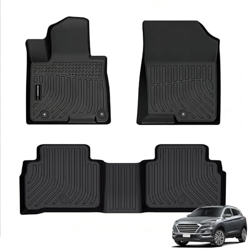 Auxko All Weather Floor Mats for 2026 2025 2024-2022 Hyundai Tucson Gasoline TPE Liners Set Tucson Accessories All Season Guard Odorless Anti-Slip Floor Mats for 1st & 2nd Row