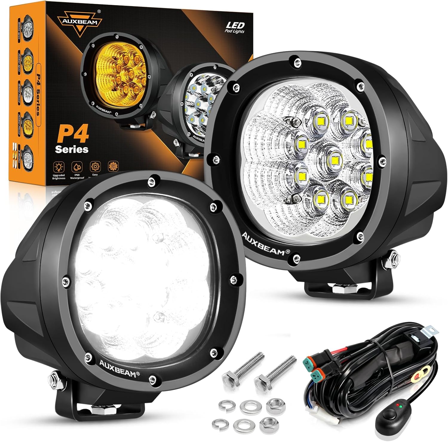 Auxbeam 4 Inch Round LED Light Pods