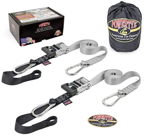 PowerTye Extra Long Ratchet Straps (Silver/Black)