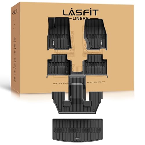 LASFIT Floor Mats for Jeep Grand Cherokee L 2021-2025 (ONLY for 6 Seaters Without Center Console) All Weather Custom Fit Car Floor Liners Trunk Mat Black