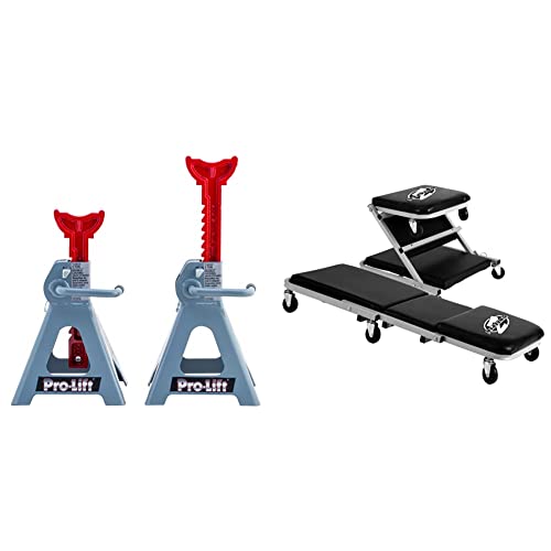 Pro-Lift T-6903D Double Pin Jack Stands + Pro-Lift C-2036D Grey Z-Creeper Seat