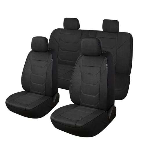 3D Air Mesh Car Seat Cover Full Sets Washable and Breathable Premium Cloth Automotive Vehicle Seat Covers for Cars Interior, Universal Fit for Most Cars, Sedan, Truck, SUV(Black)