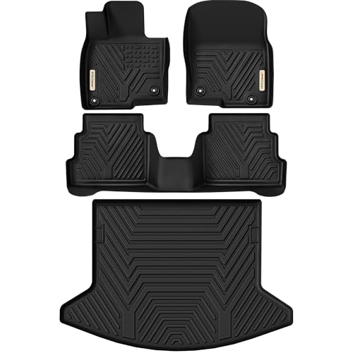 YITAMOTOR Floor Mats & Cargo Liner Fit for Mazda CX-5 2017-2021, Custom Fit TPE All Weather Mazda CX5 Floor Liners Set Includes 2 Rows and Cargo Liner, Black