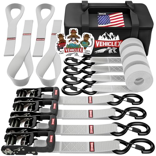 Vehiclex Motorcycle Ratchet Tie Down Straps (4PK)