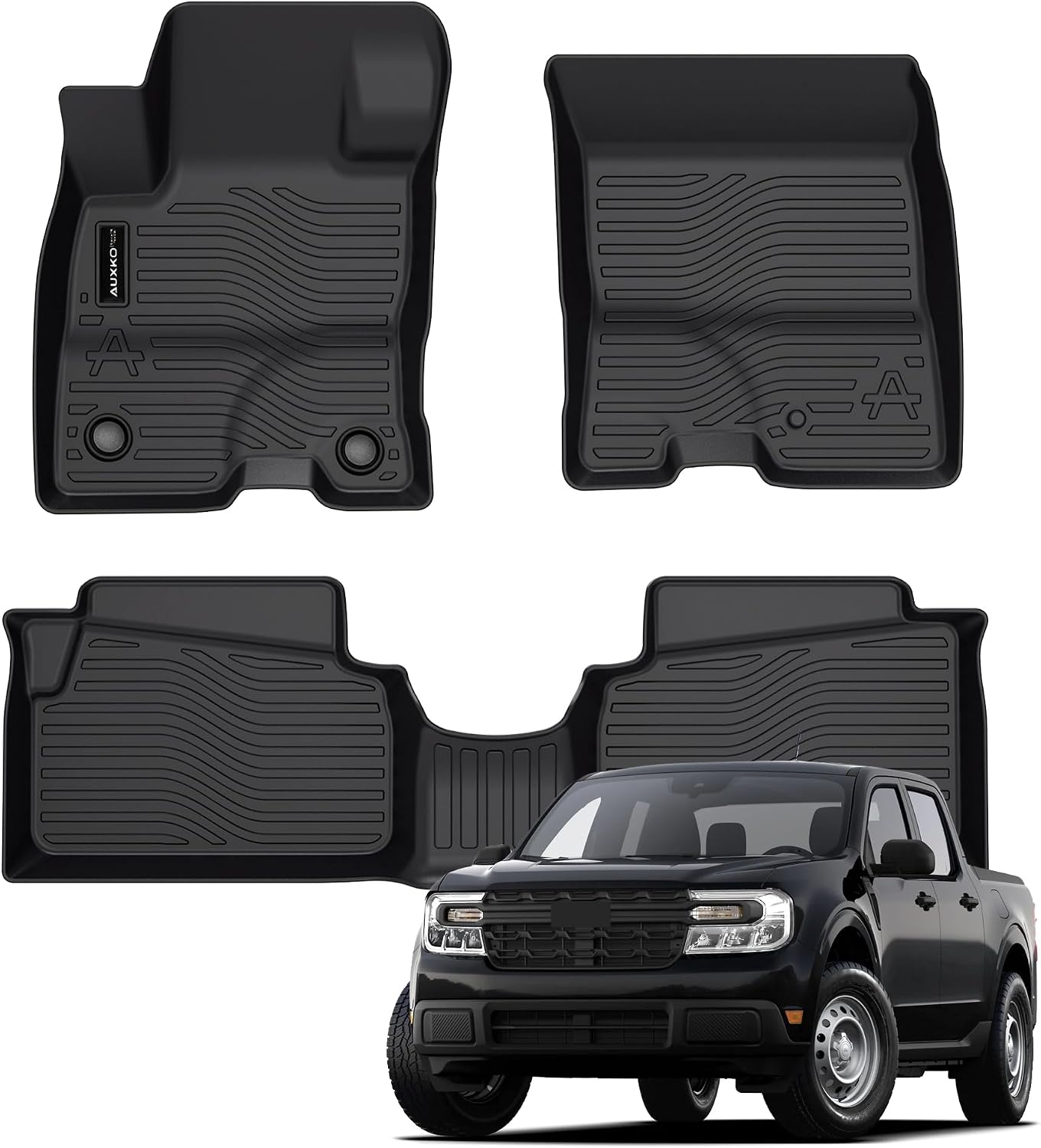 Auxko All Weather Floor Mats Fit for Ford Maverick Hybrid 2022-2024 2025 TPE Rubber Liners Maverick Hybrid Accessories Set All Season Guard Odorless Anti-Slip Floor Mats