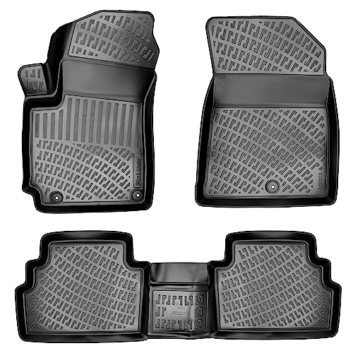 Kia Soul 2020-2026 Floor Mats 3D Custom Fit Compatible with Kia Soul Rubber Car Mats Laser Measured 1st & 2nd Row Floor Liners All Weather Heavy Duty Odorless Non-Slip TPE (Front & Rear)