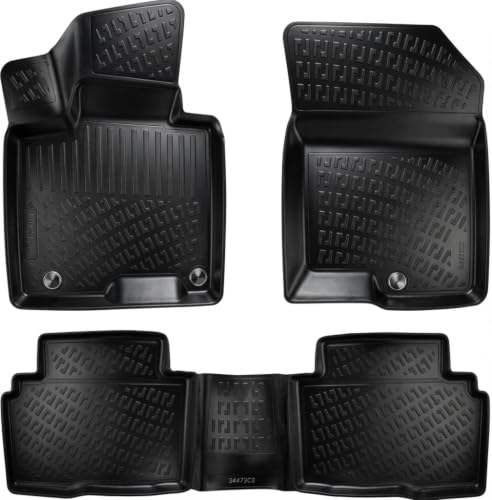 Hyundai Tucson Hybrid 2022-2025 (No Plug-in Hybrid or Gasoline Models) Floor Mats Custom Fit Rubber 3D Car Mats Laser Measured Floor Liners All Weather Waterproof Odorless (Front & Rear)