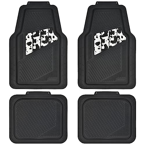 CAR PASS Heavy Duty Rubber Cow Print Mats